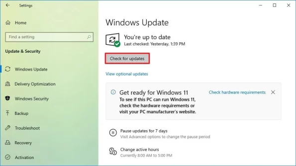 La captura de pantalla de selecciona Actualización y Seguridad Windows Update