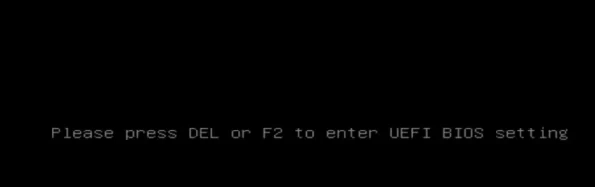 Pulse DEL o F2 para entrar en la configuración de UEFI BIOS
