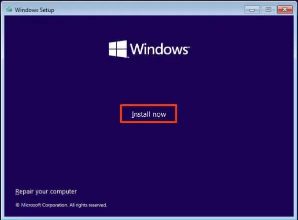 La captura de pantalla de Instalar Ahora de Windows 11