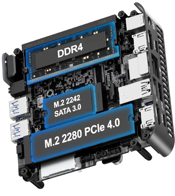 GEEKOM GT13 hay DDR4 y SSD M.2 2242 SATA 3.0 o agregar SSD M.2 2280 PC1e 4.0