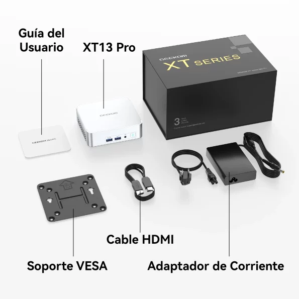 Contenidos del paquete para GEEKOM XT13 Pro Mini PC