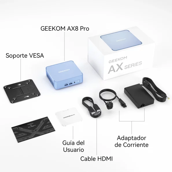 Contenidos del Paquete para GEEKOM AX8 Pro Mini PC